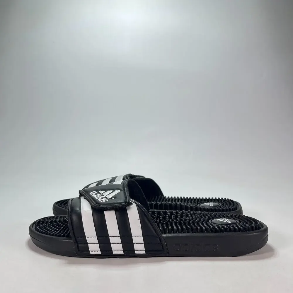 adidas Adissage Slides Black White Casual Massage Nubs Sandals 078260 Men's Sz 9